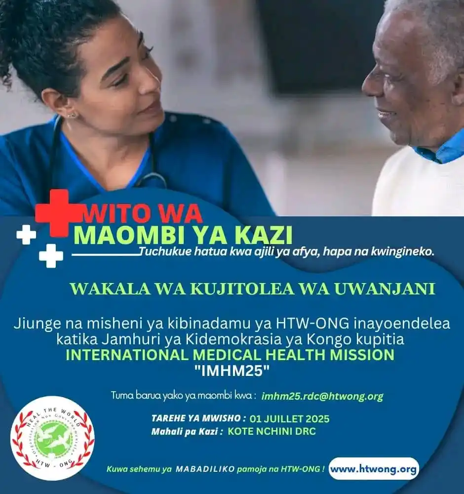 Image from Offre D´emploi RDC 🇨🇩: 📢 APPEL A CANDIDATURE – Agent de Terrain Volontaire  HTW-ONG, organis...