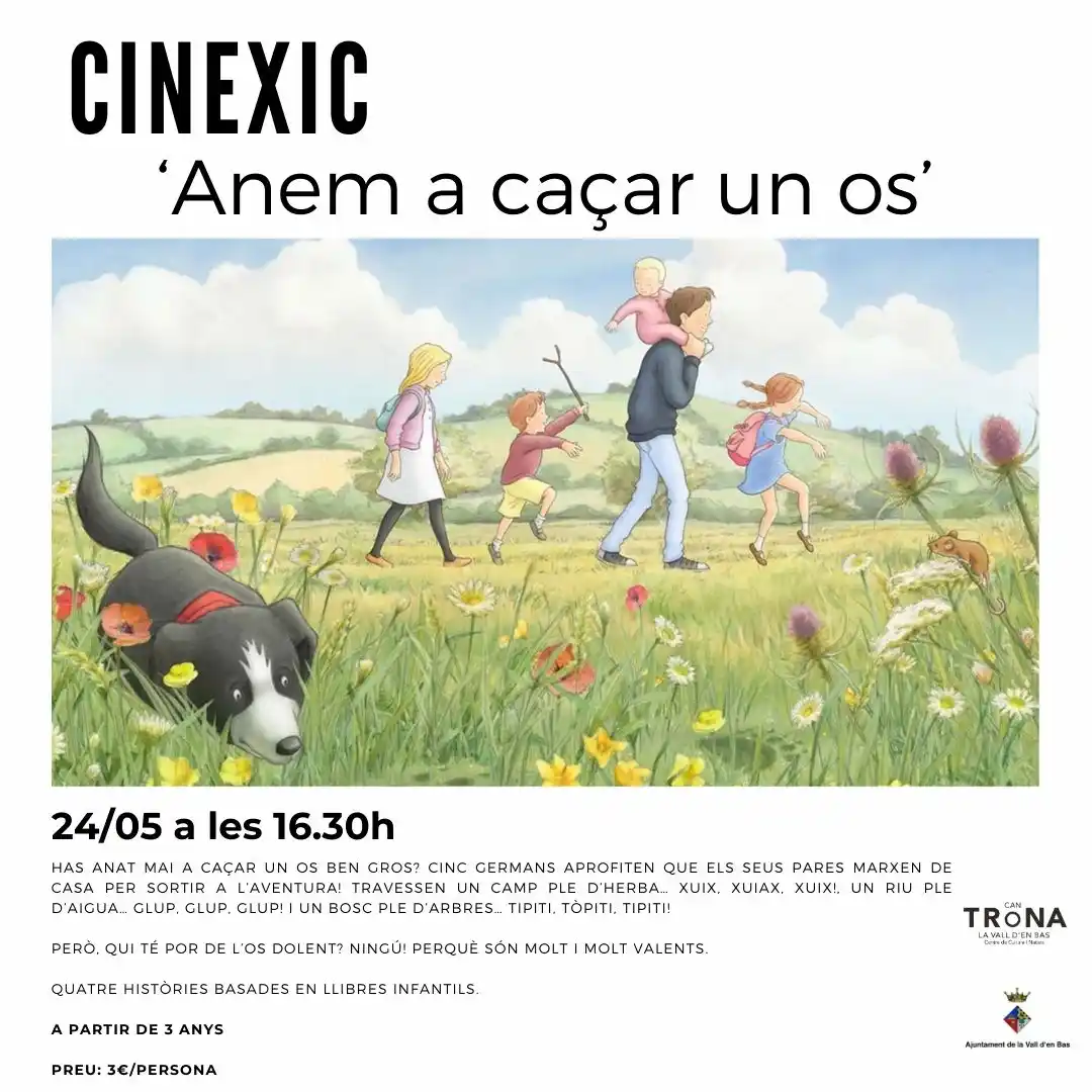 Image from Ajuntament de la Vall d'en Bas: Aquest *divendres 24*, Cinexic: "Anem a caçar un ós" a les 16:30h a Ca...