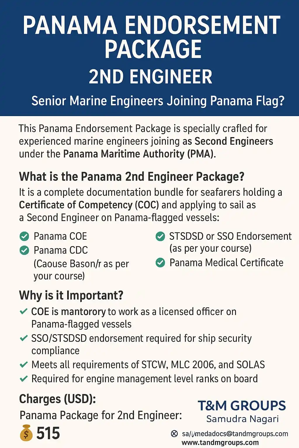 Image from T&M GROUPS – Seafarer Support | Visa & Flag Services | Vessel Registration | Marine Supply: Ask Yourself: ❓ Do you have a Panama COE and security endorsement? ❓ ...