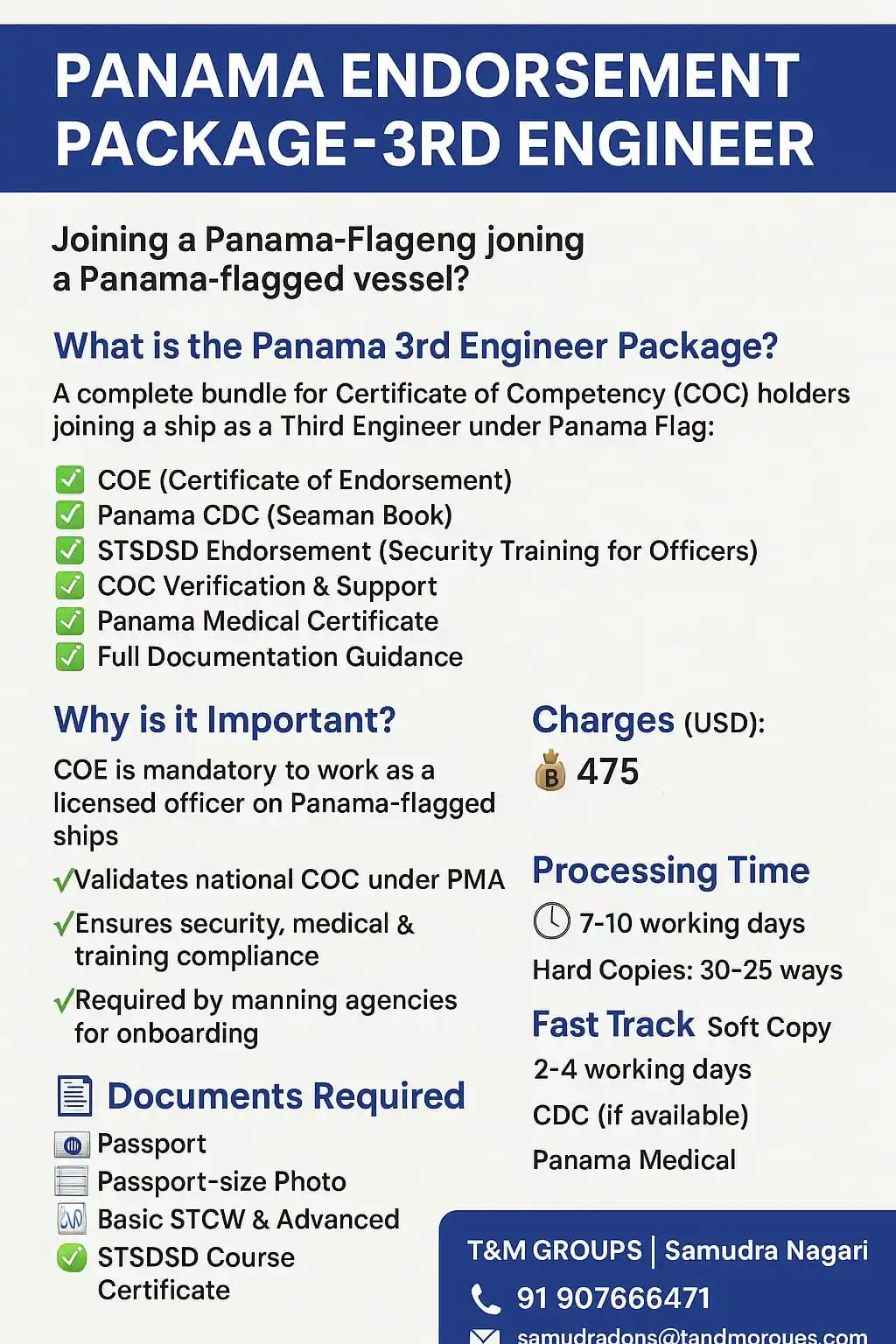 Image from T&M GROUPS – Seafarer Support | Visa & Flag Services | Vessel Registration | Marine Supply: Ask Yourself: ❓ Do you have a valid Panama COE for your COC? ❓ Need f...