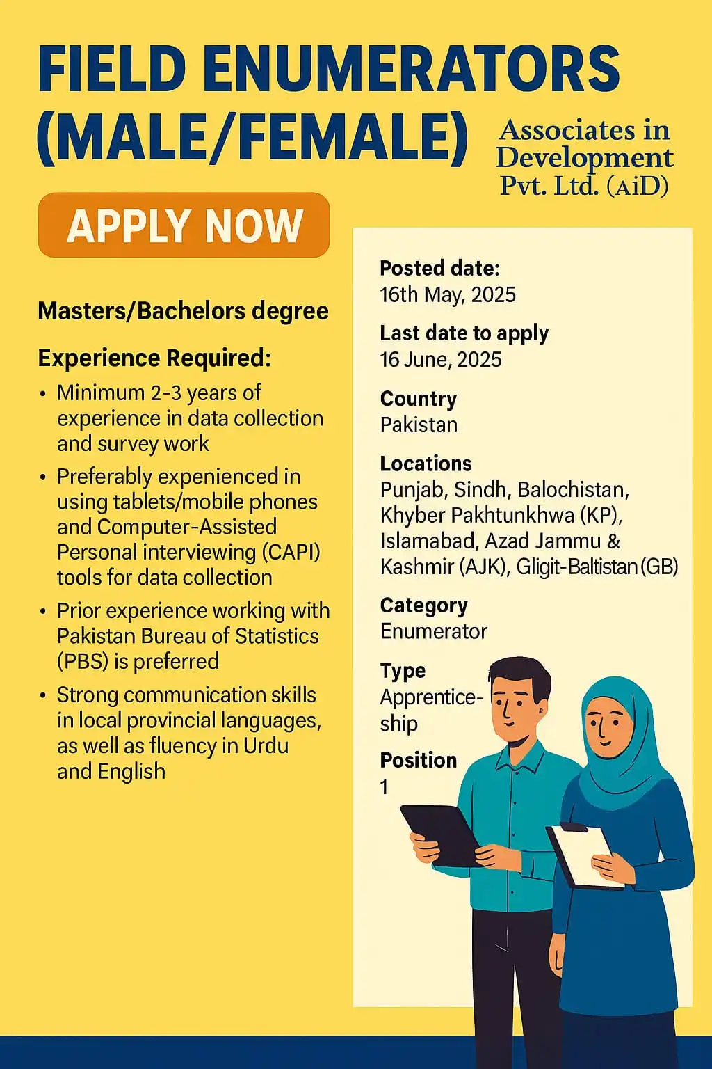 Image from OPPPORTUNITIES:Jobs & Scholarships: Associates in Development Pvt. Ltd. (AiD) Jobs-2025 Job Opportunity: ...