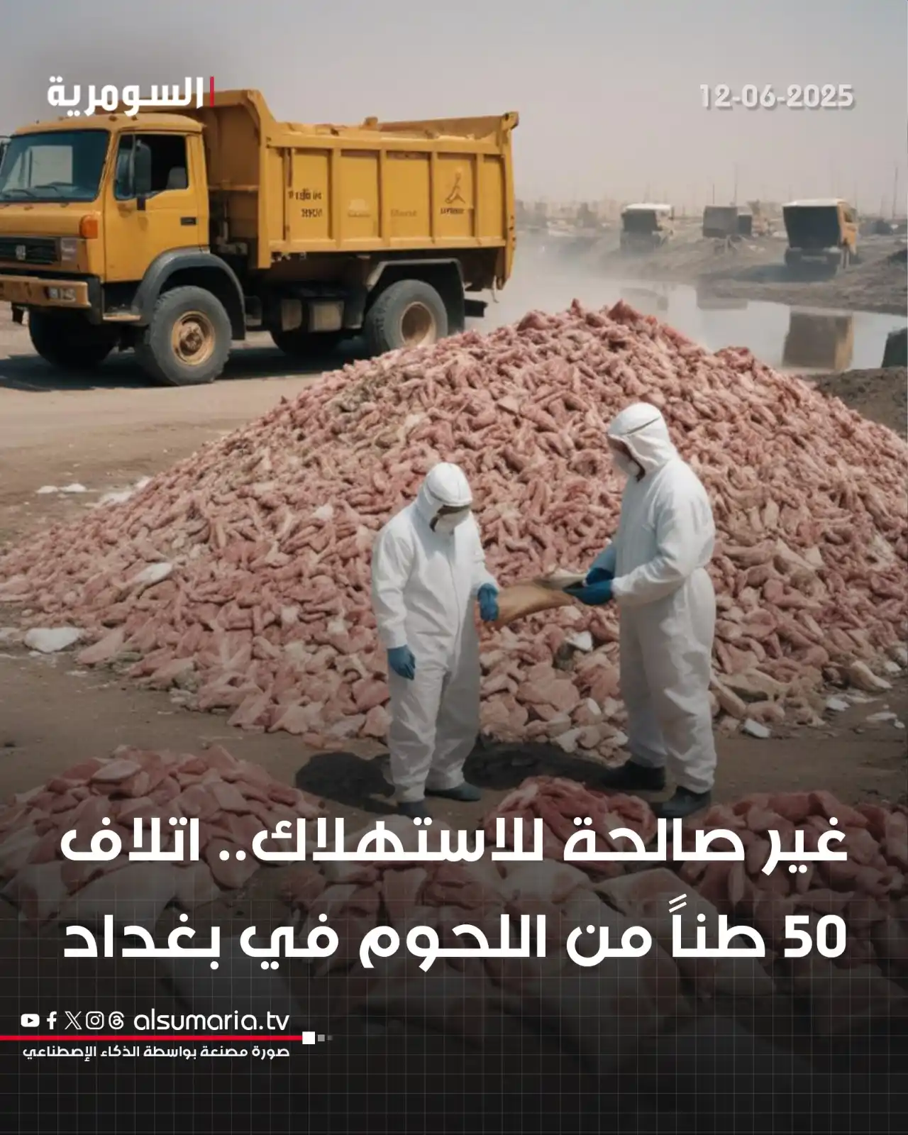 Image from Alsumaria TV قناة السومرية: اتلاف 50 طن من اللحوم في بغداد التفاصيل داخل الرابط: http://www.alsum...