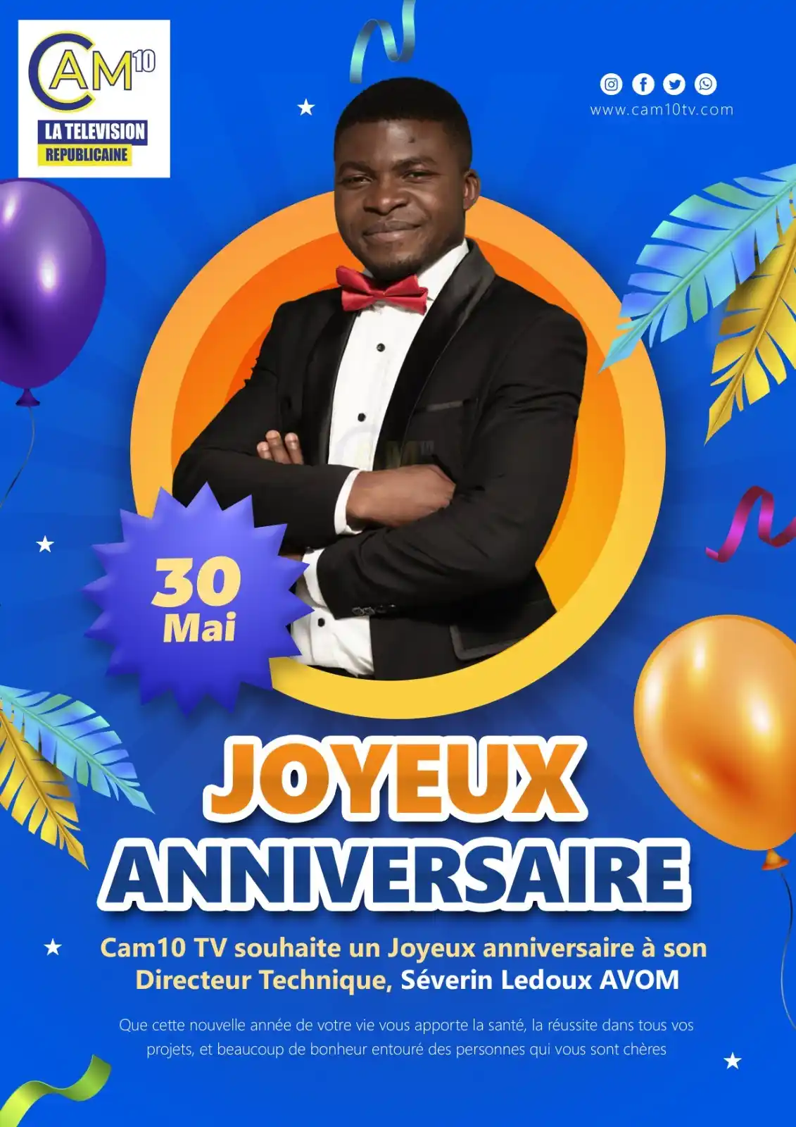 Image from CAM 10 Télévision: Aujourd’hui, toute l’équipe de CAM 10 Télévision célèbre un homme de r...