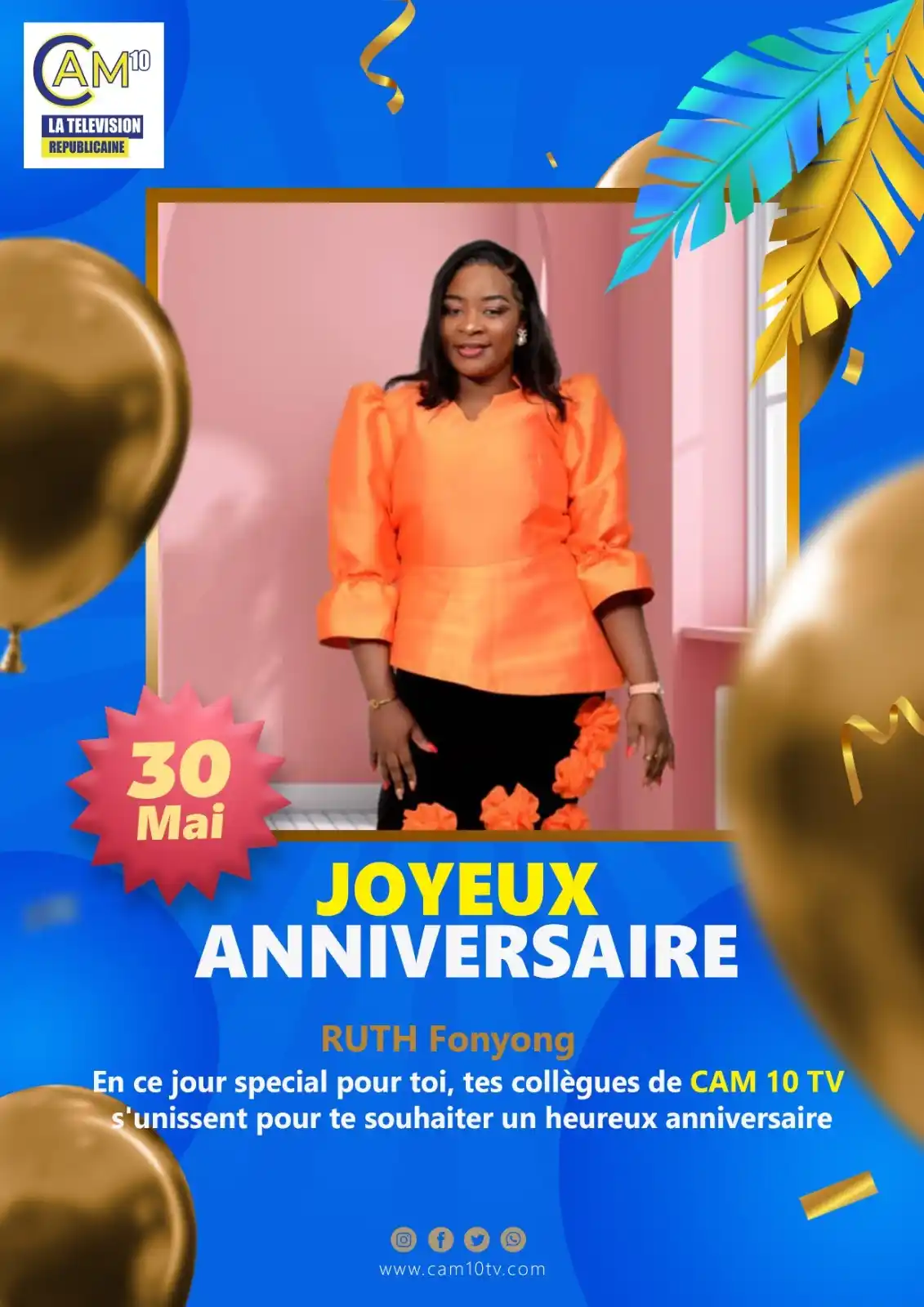 Image from CAM 10 Télévision: Aujourd’hui, toute l’équipe de CAM 10 Télévision célèbre une femme de ...