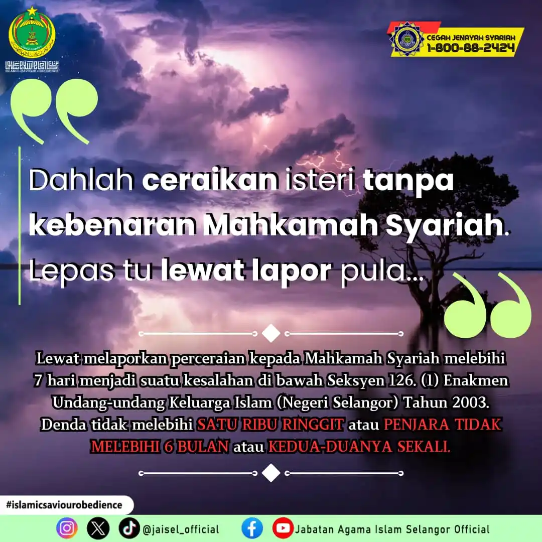 Image from Jabatan Agama Islam Selangor Official: โ๏ธ๐๐๐๐๐ ๐๐๐ก๐๐ฌ๐๐ ๐ฆ๐ฌ๐๐ฅ๐๐๐โ๏ธ CERAI LUAR MAHKAMAH & L...