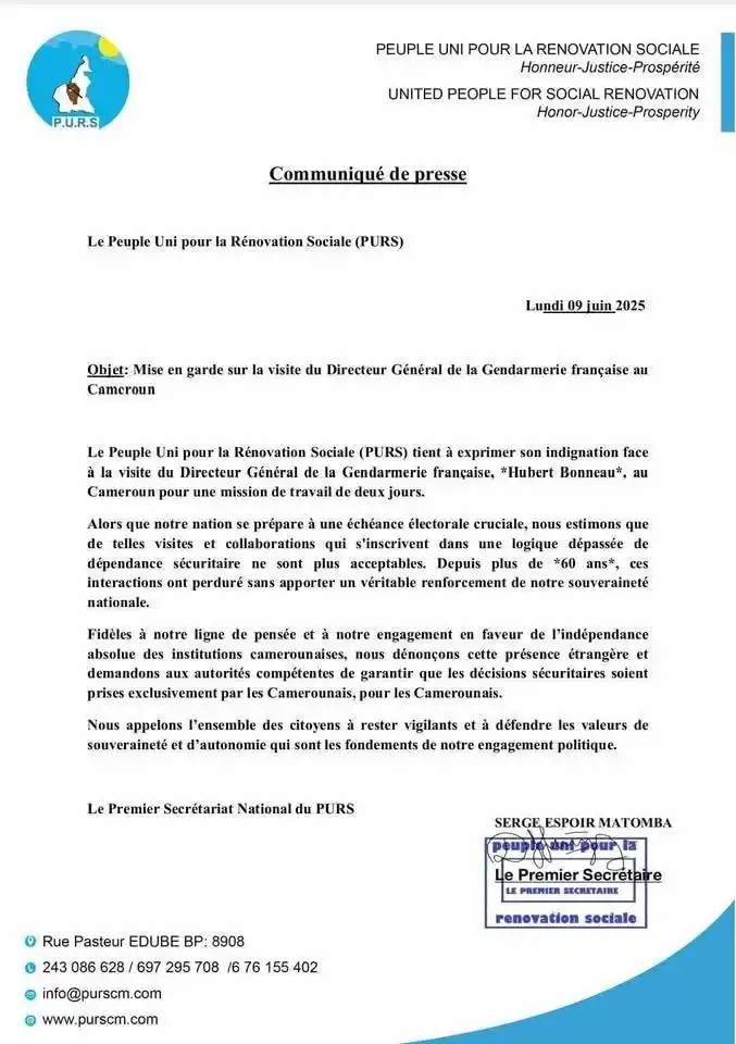 Image from Empire News : 🇨🇲Le Peuple Uni pour la Rénovation Sociale (PURS) dirigé par Serge E...