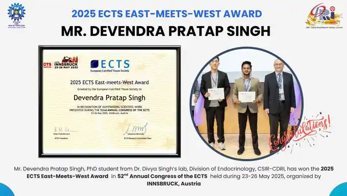 Image from CSIR-CDRI Lucknow: 🎉 Congratulations to Mr. Devendra Pratap Singh, PhD student from Dr. ...