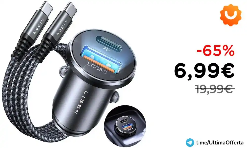 Image from ‼️ULTIMA OFFERTA💰 - Offerte, Codici Sconto ed Errori di Prezzo: *💣✂️COUPON BOMBA!✂️💣* 🔌 *LISEN Caricatore Auto USB C 54W + 60W PD &...
