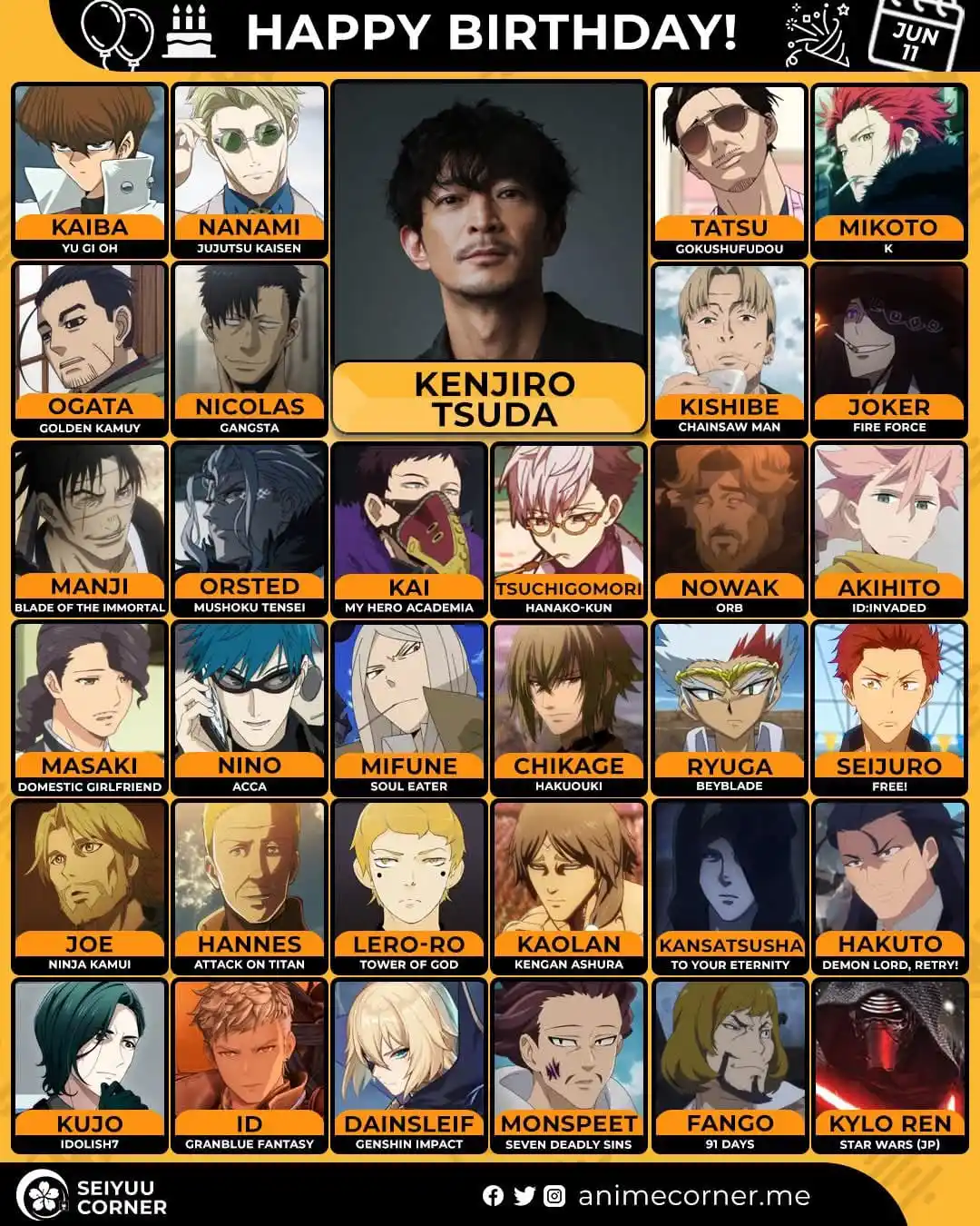 Image from CSC LAB - Anime Cast: 🎂¡Deseando al ilustre seiyuu Kenjiro Tsuda un feliz 54 cumpleaños!🥳...