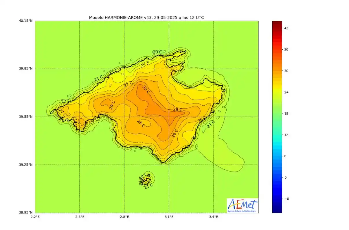 Image from METEO DE LES ILLES: Dia assolellat i cel destepat. 🌡️Temperatures sense canvis o en lleu...