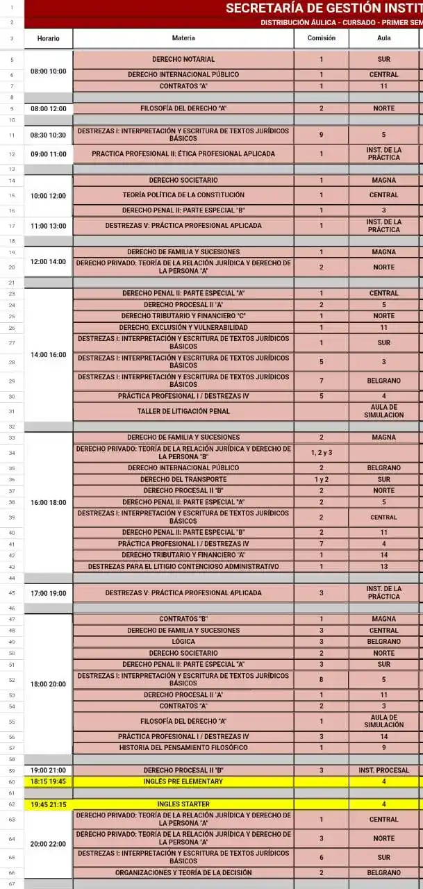 Image from MOVIMIENTO HUMANISTA DERECHO UNT 💚: *DISTRIBUCIÓN AULICA - MARTES 10/06* ⚠️ Recordá que la misma puede te...