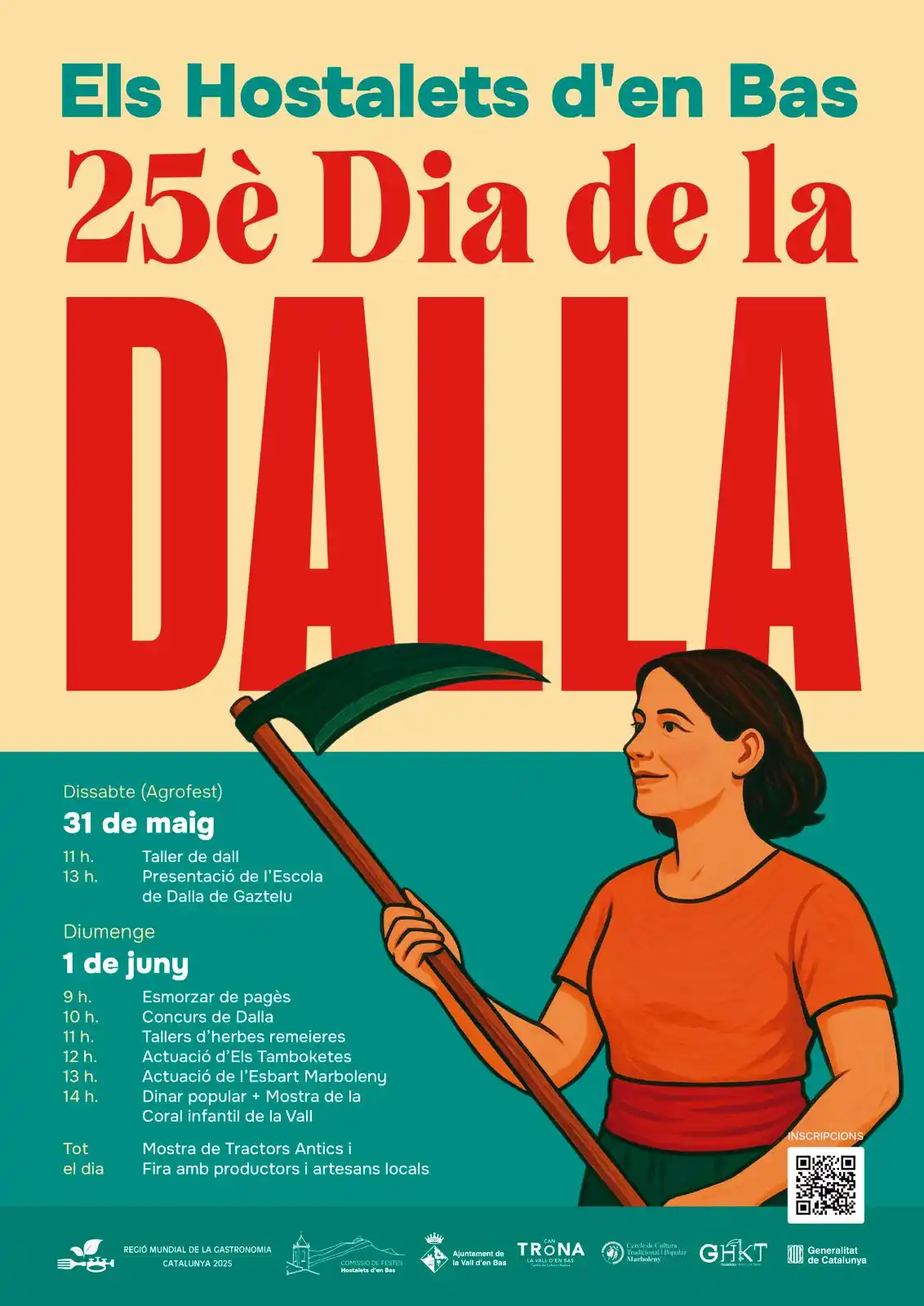 Image from Ajuntament de la Vall d'en Bas: El *Dia de la Dalla* és al caure 🌾👒🍞 El *pròxim diumenge 1 de juny...