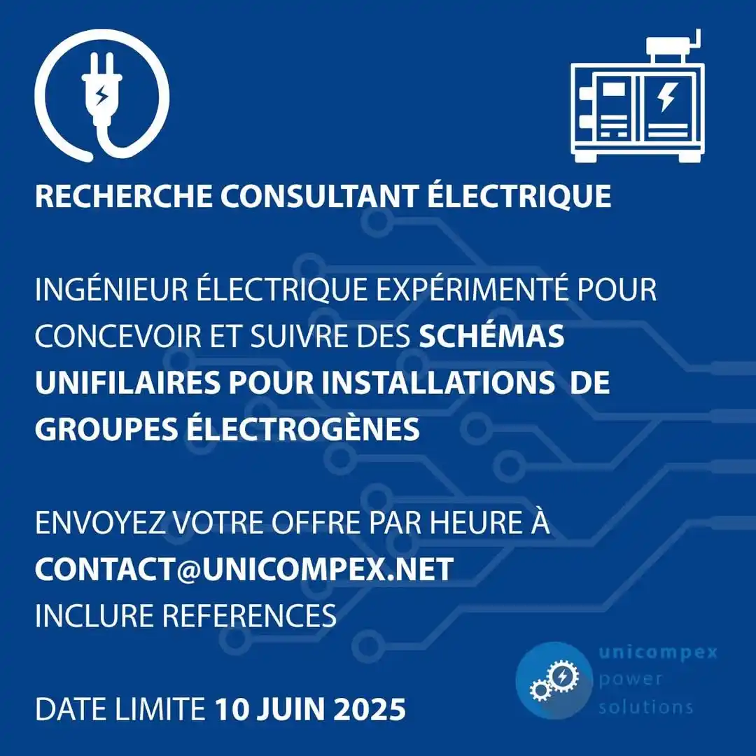 Image from Offre D´emploi RDC 🇨🇩: Êtes-vous un ingénieur électrique expérimenté? Nous cherchons un con...