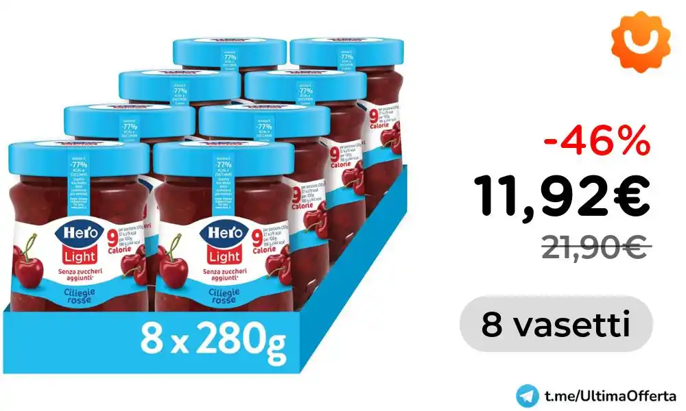 Image from ‼️ULTIMA OFFERTA💰 - Offerte, Codici Sconto ed Errori di Prezzo: 🍒 *Hero Confettura Ciliegie Light, 8 Vasetti, Senza Zuccheri* 💰 *A ...