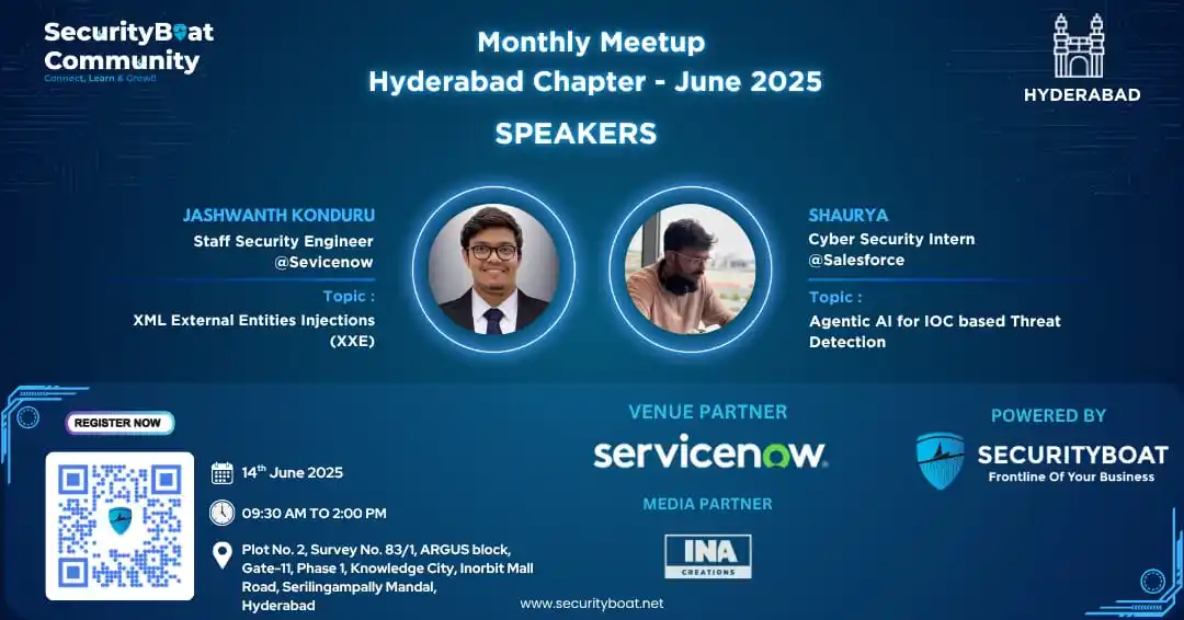 Image from The Student Spot: 🚨 Hyderabad Cybersecurity Meetup – June 2025 📅 Date: 14th June | 🕘 ...