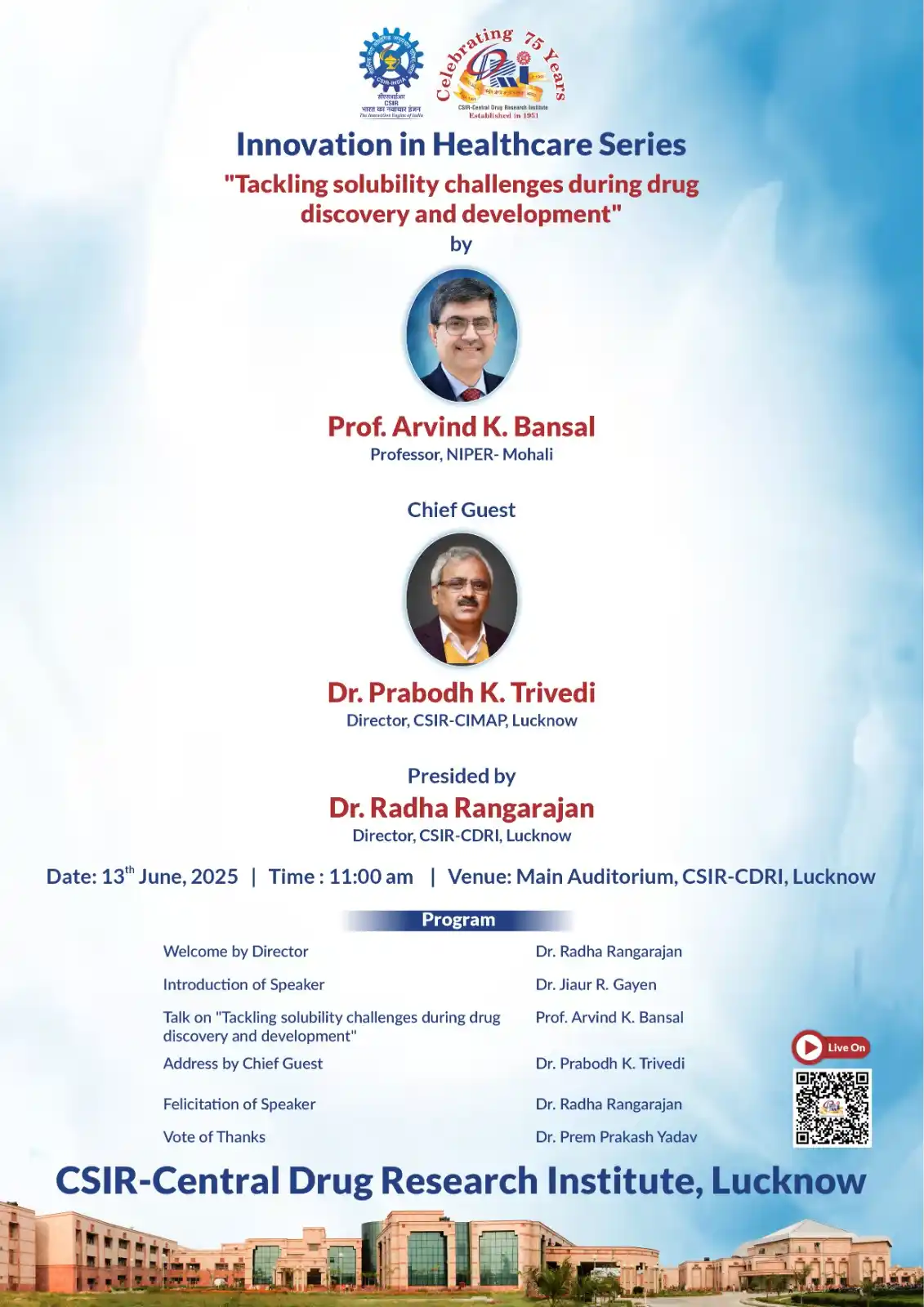 Image from CSIR-CDRI Lucknow: *🔬 Innovation in Healthcare Series | 💊 CSIR-CDRI, Lucknow* Join us ...
