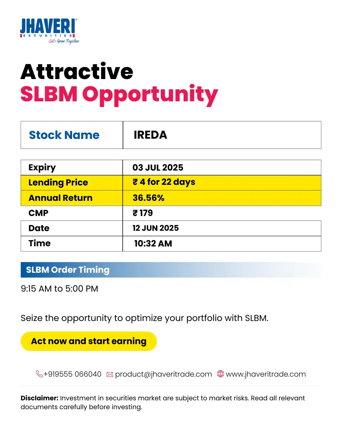 Image from Jhaveri Securities Ltd: *IREDA SLBM UPDATE*...