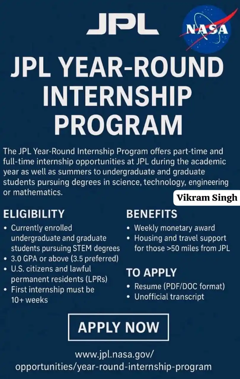 Image from Physics Jobs UG PG PHD Intership Project Workshop: JPL Year-Round Internship Program - Applications Open! I'm excited to...
