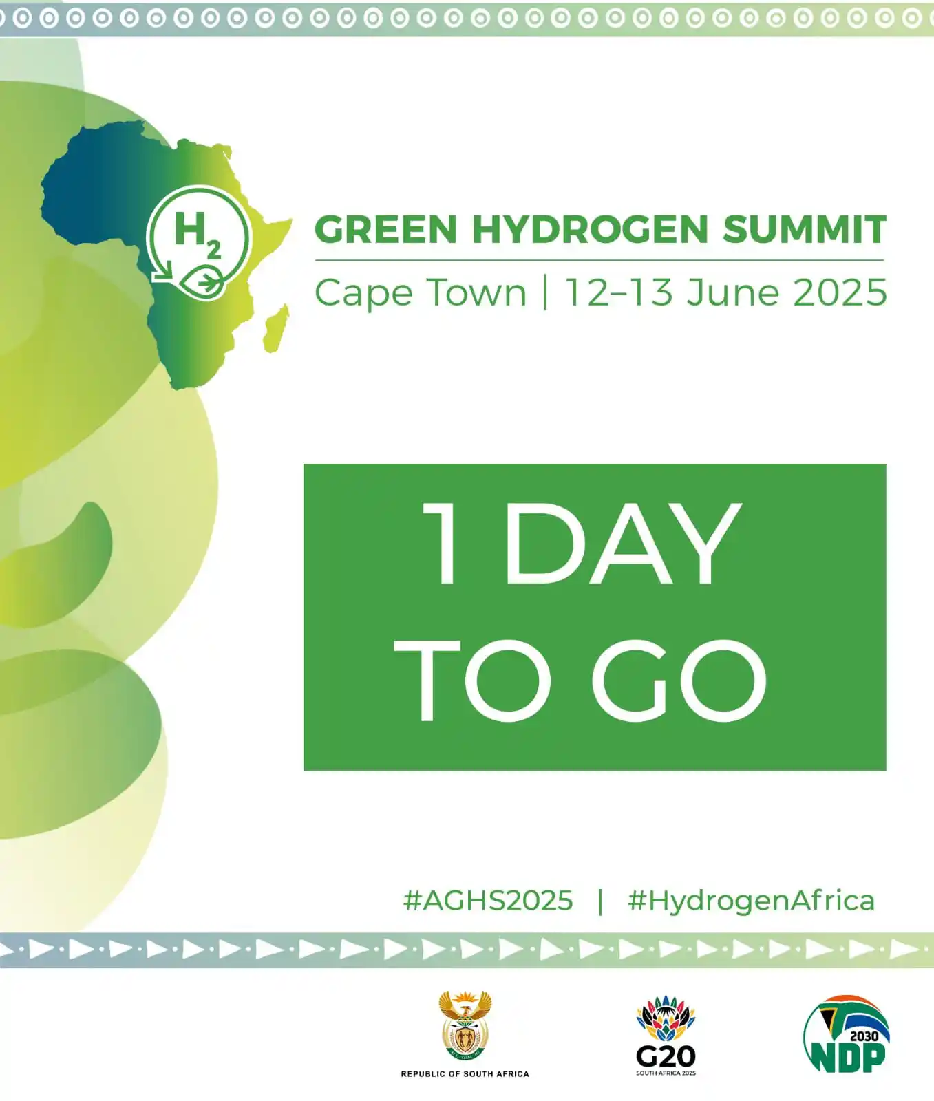 Image from governmentza: 🌍💚 Just 1 day to go! The Green Hydrogen Summit 2025 kicks off tomor...
