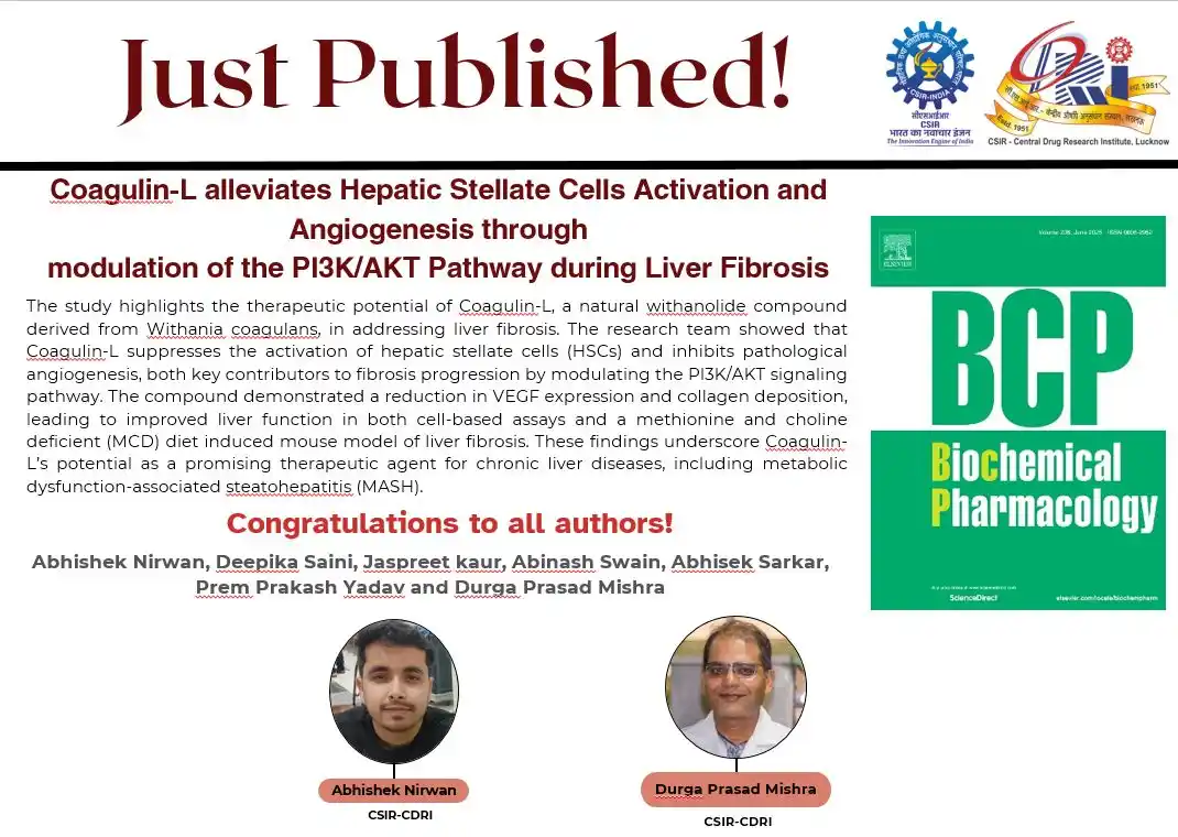 Image from CSIR-CDRI Lucknow: 🚨 Just Published in Biochemical Pharmacology A new study from Dr. Dur...
