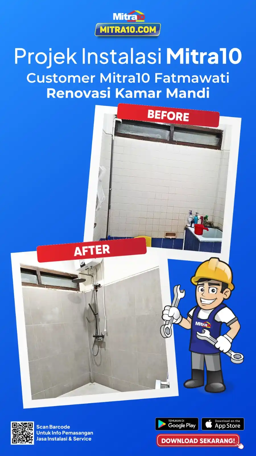 Image from MITRA10: *Kamar Mandi Lama, Rasa Baru* Akhirnya kesampaian juga renovasi kamar...