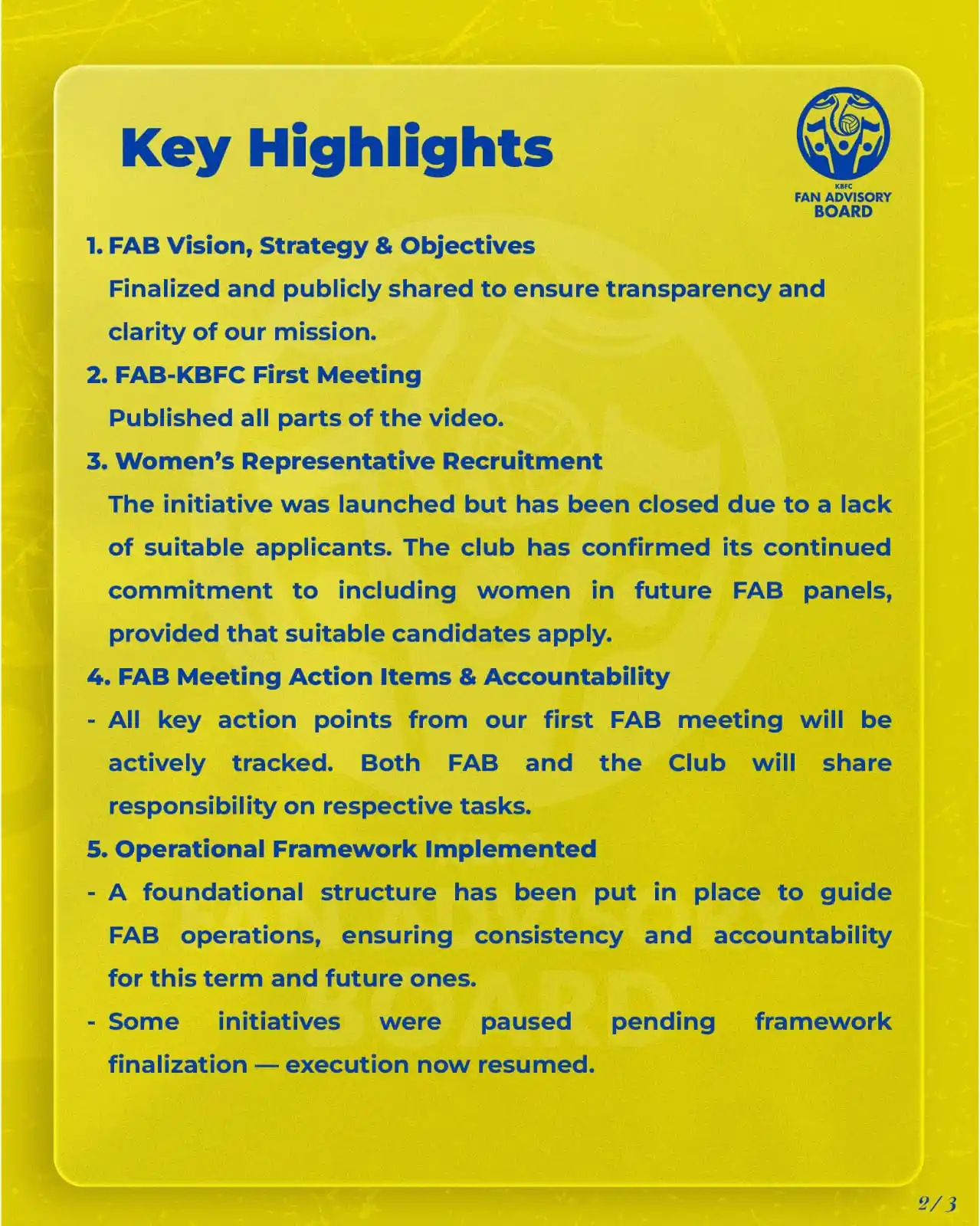 Image from KERALA BLASTERS FC OFFICIAL: Kerala Blasters Fan Advisory Board  🗓️ Monthly Report – April & May 2...