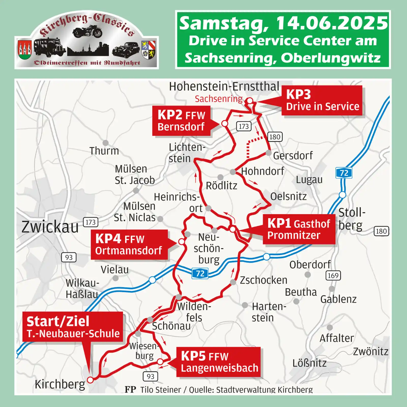 Image from Stadtverwaltung Oberlungwitz ❤️💚🤍: ☝🏻🤩*Kirchberg Classics kommen am 14.06.2025 nach Oberlungwitz* _Kont...