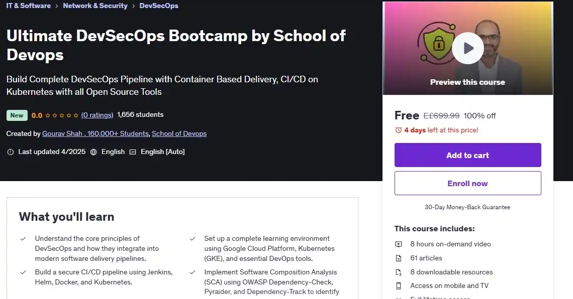 Image from Information Technology: كوبون خصم 💯 ❌Ultimate DevSecOps Bootcamp by School of Devops لين...