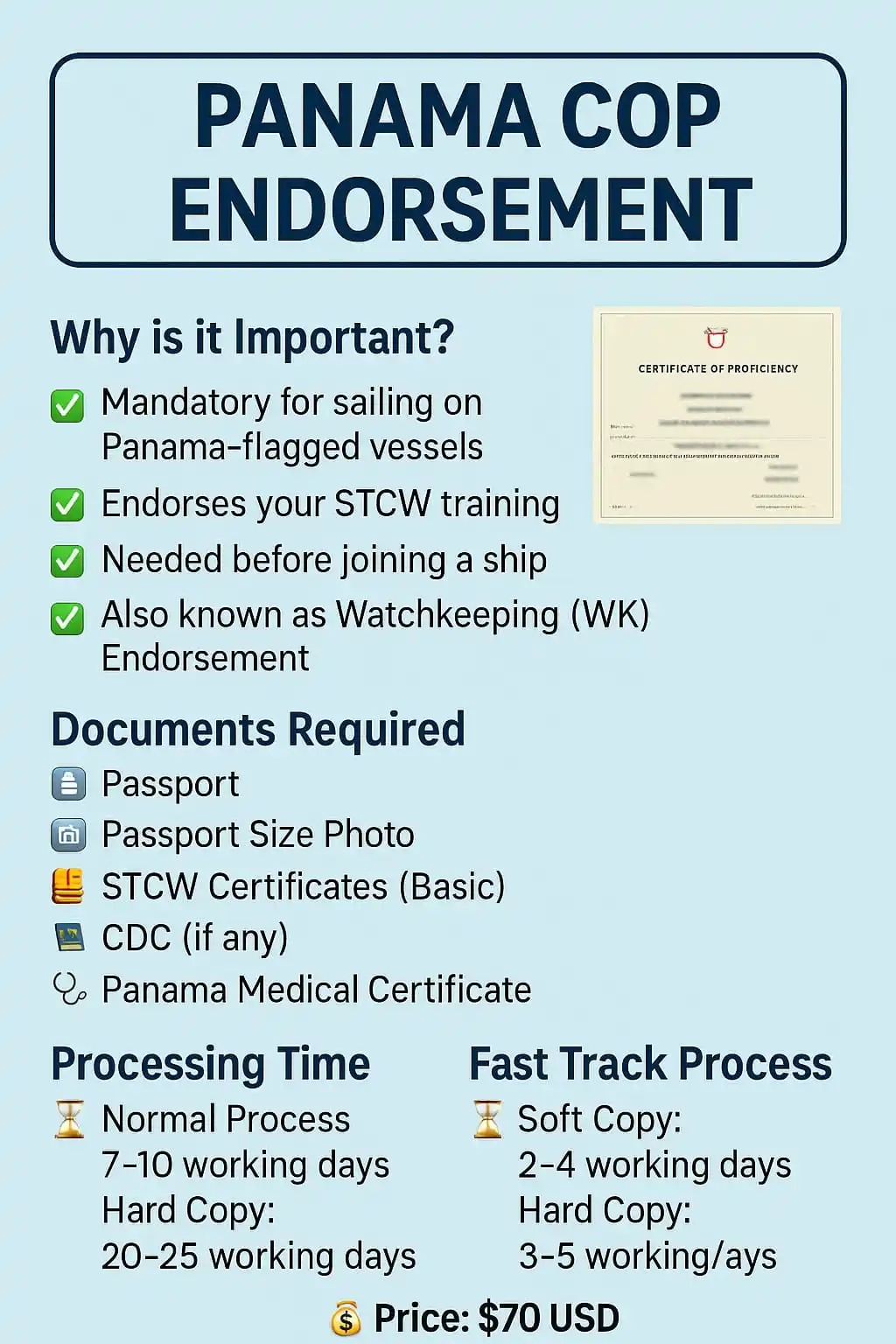 Image from T&M GROUPS – Seafarer Support | Visa & Flag Services | Vessel Registration | Marine Supply: Let’s Ask You: ❓ Do you have your COP endorsed for your Panama CDC? ❓...