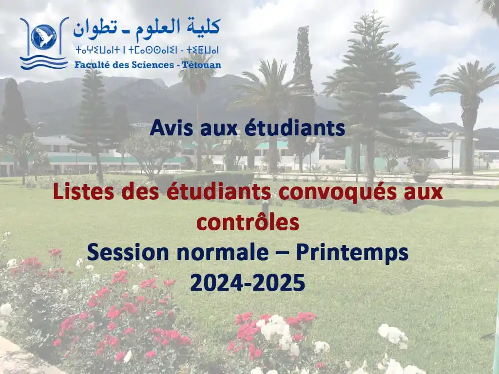 Image from facultés des sciences: Listes des étudiants convoqués aux contrôles Session normale – Printem...