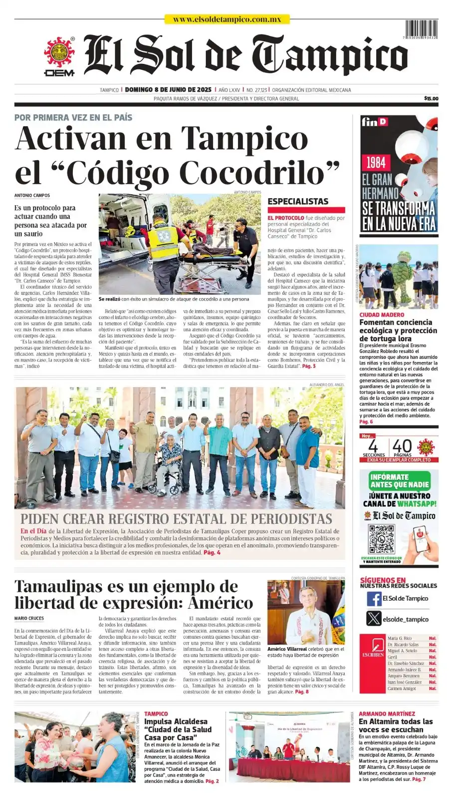 Image from EL SOL DE TAMPICO: 🔴 *LO QUE DEBES SABER ESTA MAÑANA*📰☀️ 🚑 _Activan en Tampico el ''C...