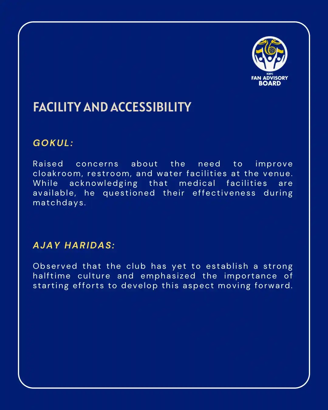 Image from KERALA BLASTERS FC OFFICIAL: 📣 Louder Together | Vol. 1 – Recap (3/4) Our first official interact...