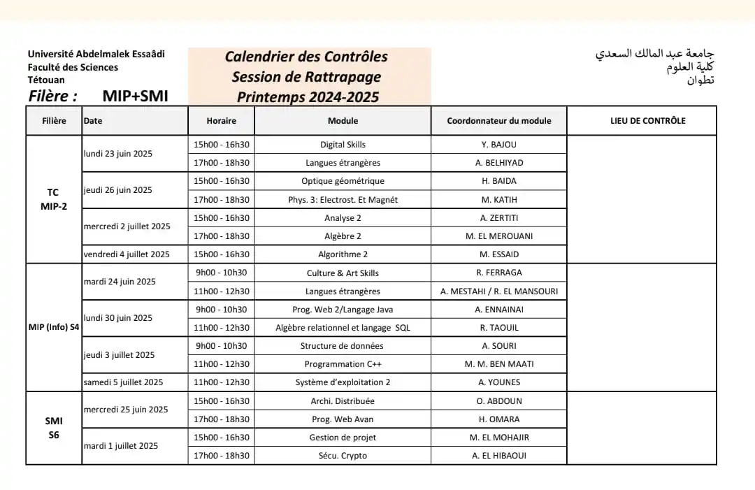 Image from facultés des sciences: MIP+SMI...