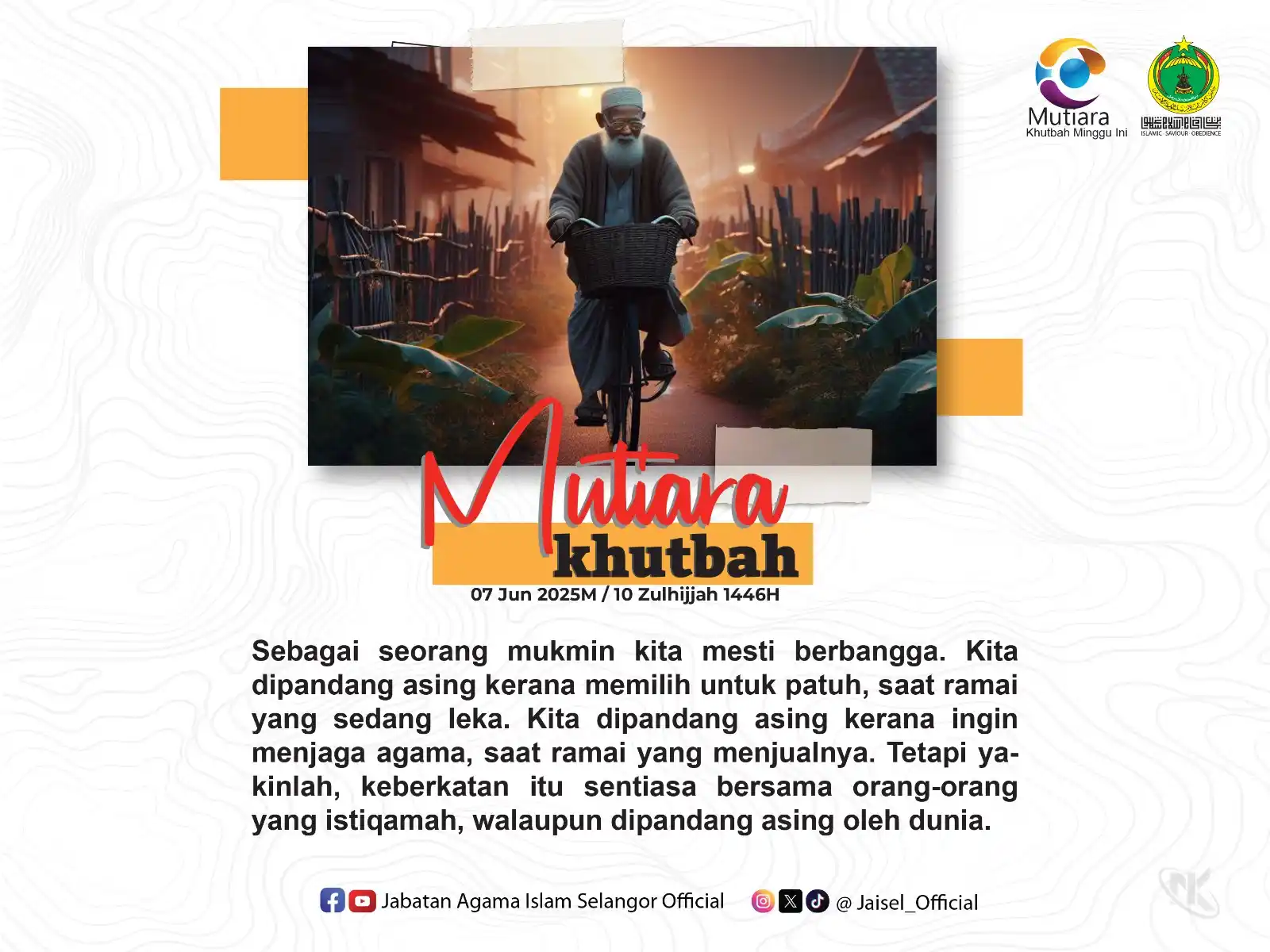 Image from Jabatan Agama Islam Selangor Official: โจ ๐ ๐จ๐ง๐๐๐ฅ๐ ๐๐๐จ๐ง๐๐๐โจ Berbanggalah mereka yang masih pat...