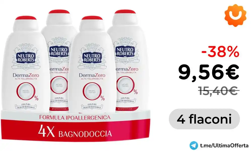 Image from ‼️ULTIMA OFFERTA💰 - Offerte, Codici Sconto ed Errori di Prezzo: 🛁 *Neutro Roberts Bagnoschiuma Dermazero Ipoallergenico 4x600ml* 💰 ...