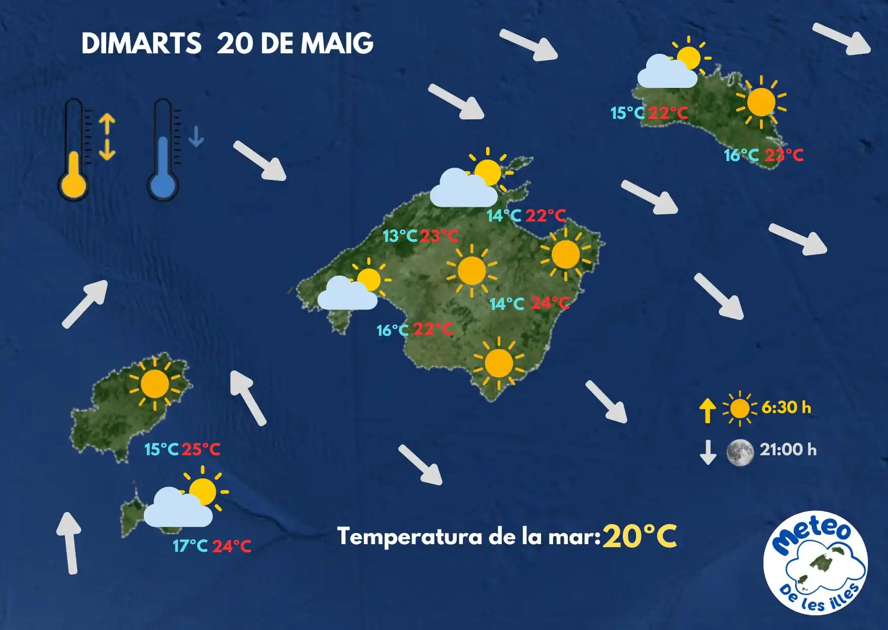 Image from METEO DE LES ILLES: Per a demà a les illes. Un temps tranquil, amb un cel més destapat ar...