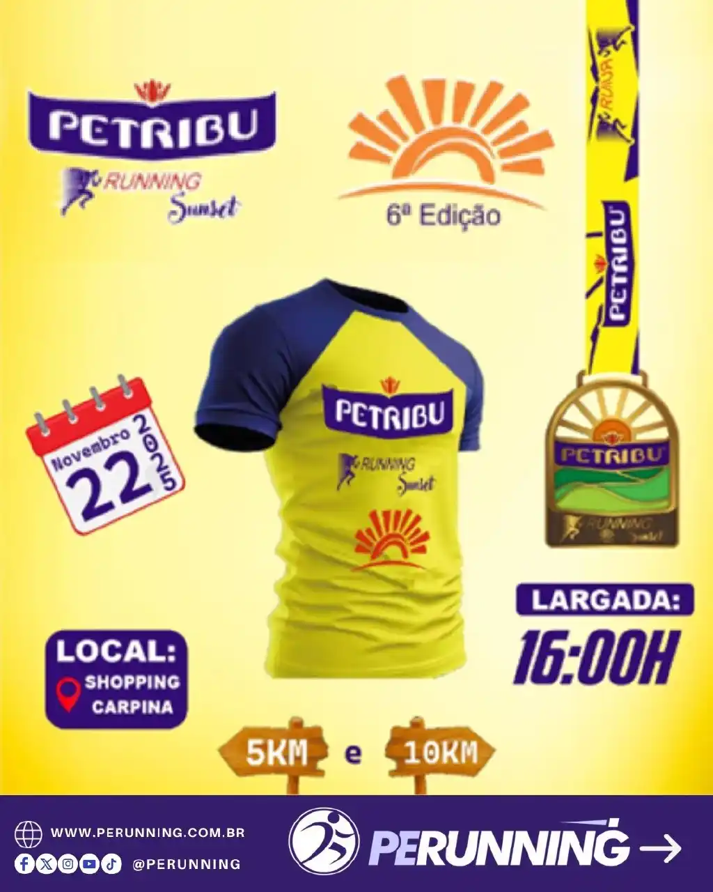 Image from PE RUNNING | Corrida e Caminhada: *PETRIBU RUNNING SUNSET* 📆 22/11/2025 ⏰ 16H00 📍 Carpina, Shopping C...