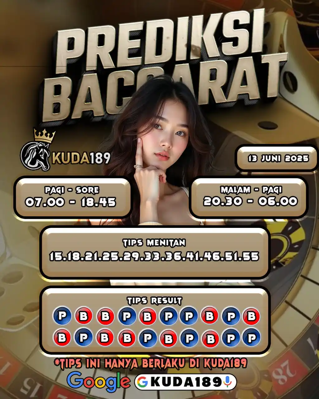 Image from KUDA189_OFFICIAL: POLA REKOMENDASI PREDIKSI BACCARAT 13 juni 2025 🔥🔥 YANG PASTI CUMA...
