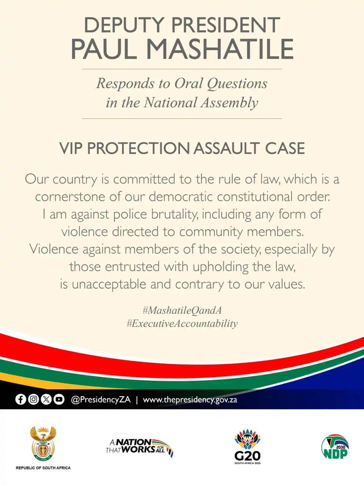 Image from governmentza: [Recap] Deputy President, Paul Mashatile, Responds to Oral Questions i...