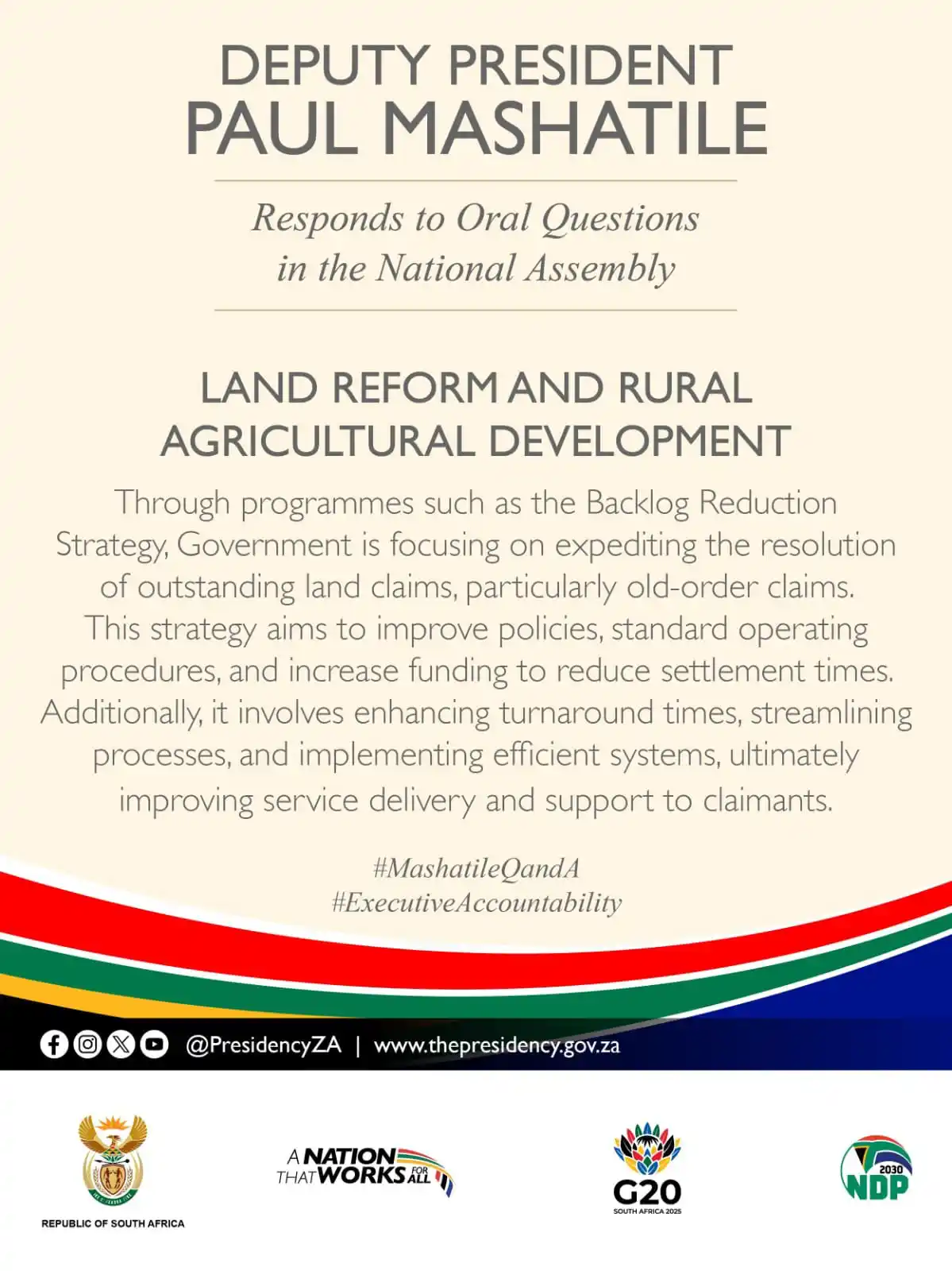 Image from governmentza: [Recap] Deputy President, Paul Mashatile, Responds to Oral Questions i...