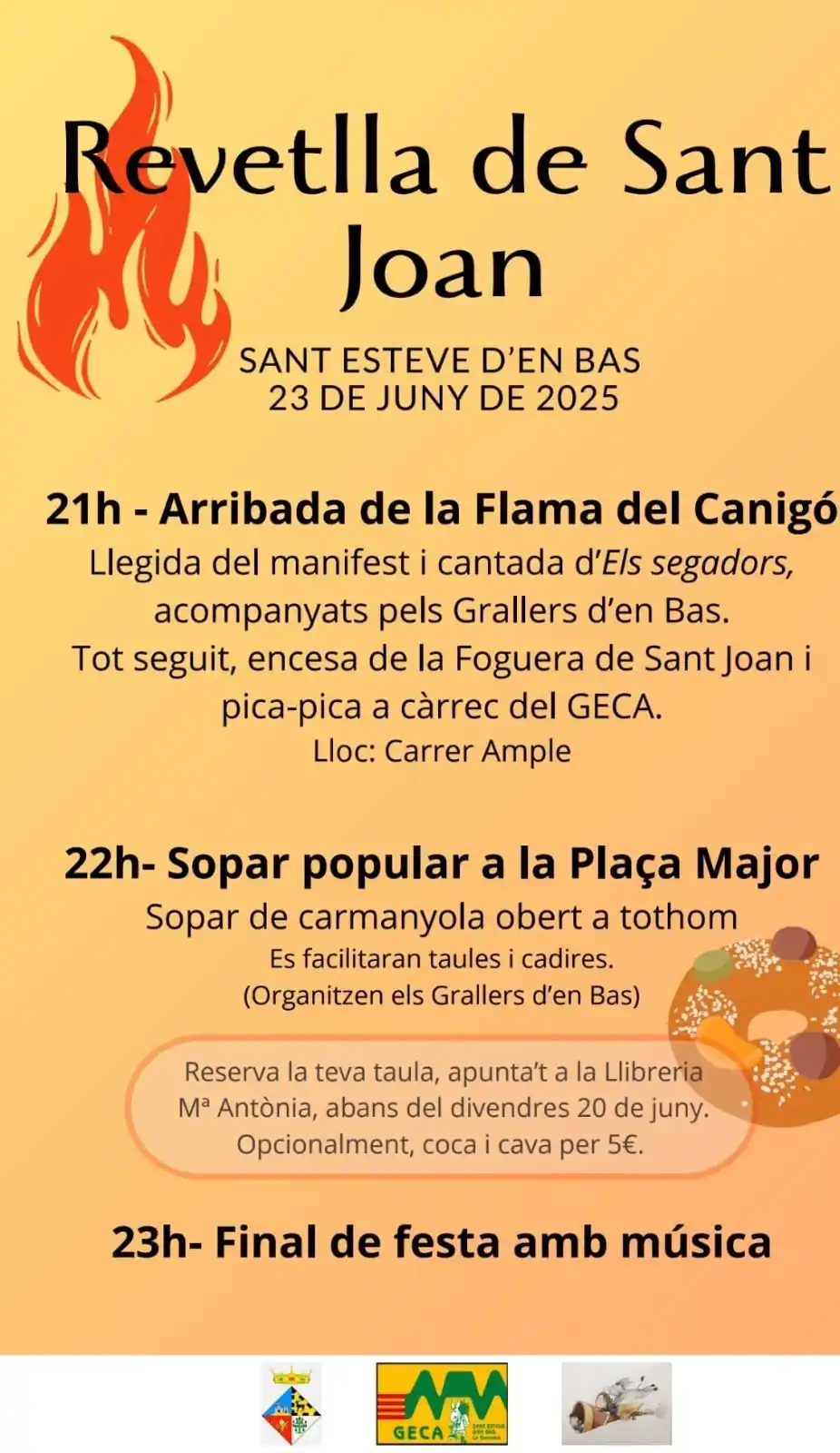 Image from Ajuntament de la Vall d'en Bas: 🔥Revetlla de *Sant Joan 2025* a Sant Esteve d'en Bas! El dia 23 de ju...