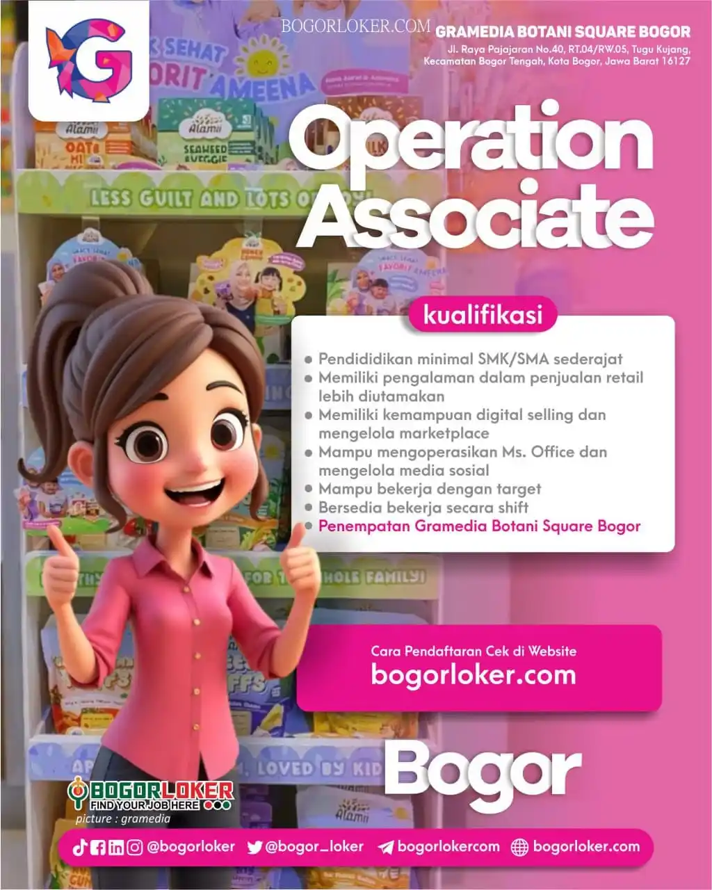 Image from BOGORLOKER.COM: Saat ini GRAMEDIA BOTANI SQUARE BOGOR  sedang membuka lowongan untuk p...