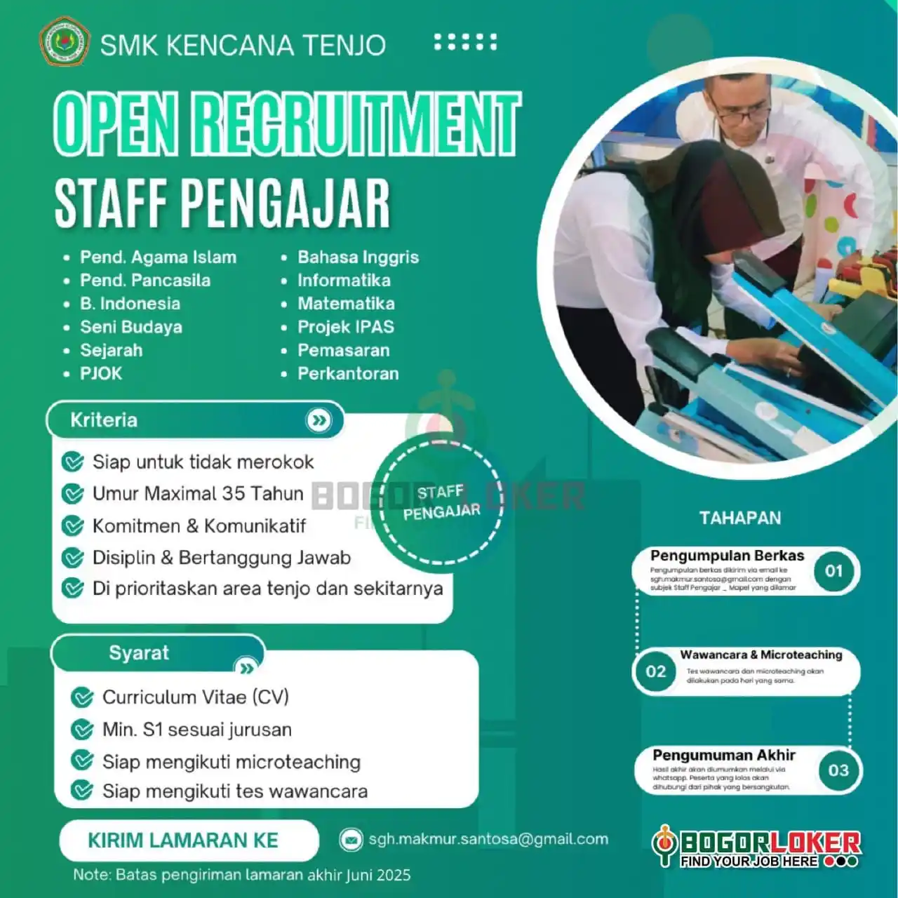 Image from BOGORLOKER.COM: Saat ini SMK KENCANA TENJO BOGOR sedang membuka lowongan untuk posisi ...