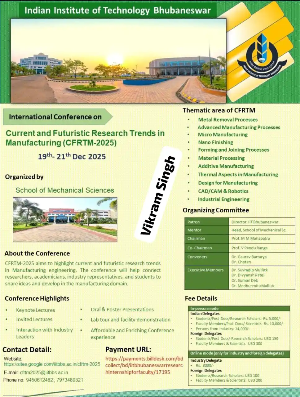 Image from Physics Jobs UG PG PHD Intership Project Workshop: School of Mechanical Sciences at IIT Bhubaneswar is going to organize ...