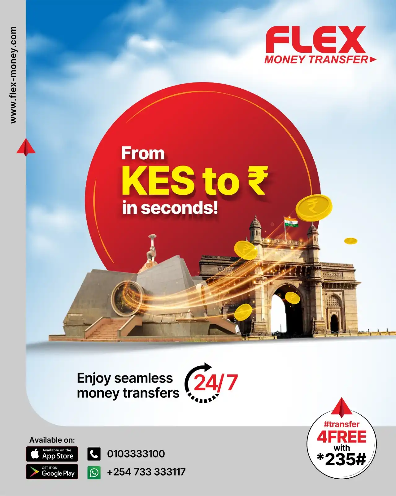Image from Flex Money Transfer : Sending money from Kenya to India has never been this easy. With Flex,...