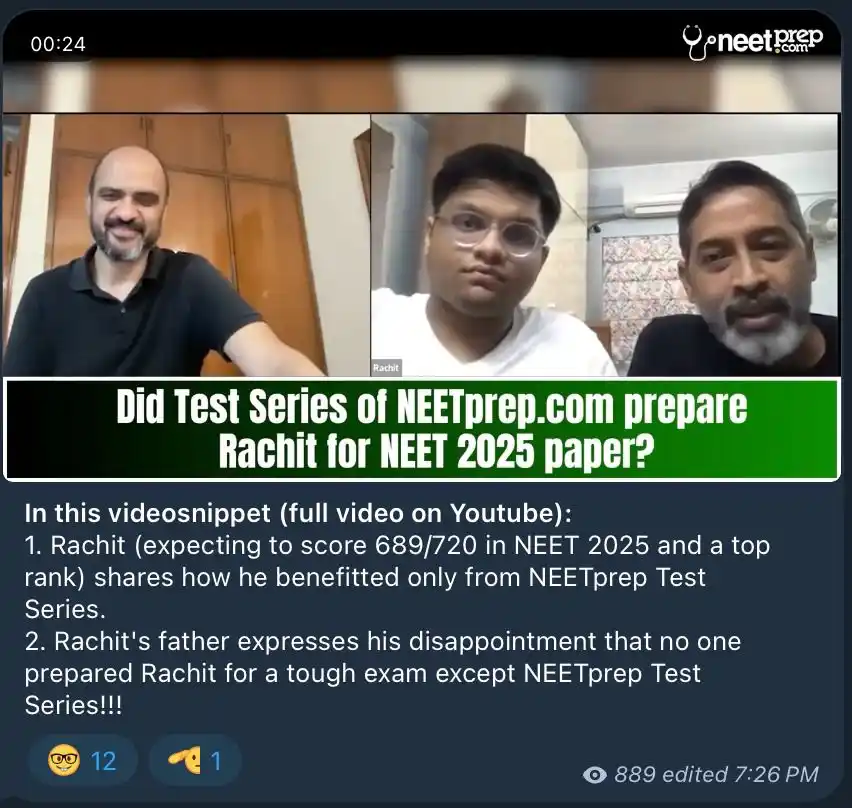 Image from NEETprep: This video (Uploaded on the link https://t.me/NEETprep/30062) EXPLAINS...