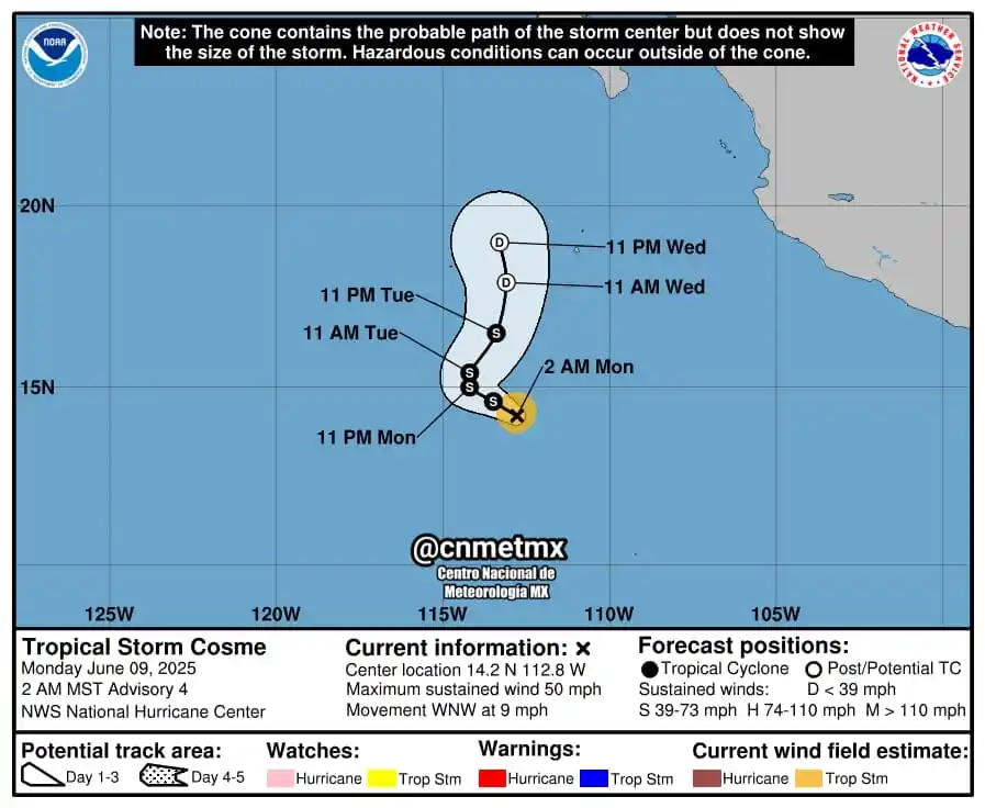 Image from NOTICIAS LO QUE DEBE UNO D ENTERARSE este canal son diferentes noticias Accidentes Viales Y 🐀🐀🐀🐀🐀🐀🐀: 🌀 TORMENTA TROPICAL COSME 9 de junio 2025 La tormenta Cosme mantien...