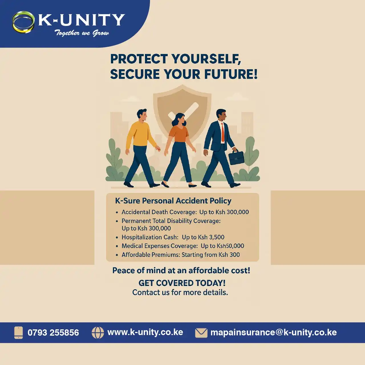Image from K-unity Sacco: Unexpected accidents shouldn’t mean financial setbacks! K-Sure Person...