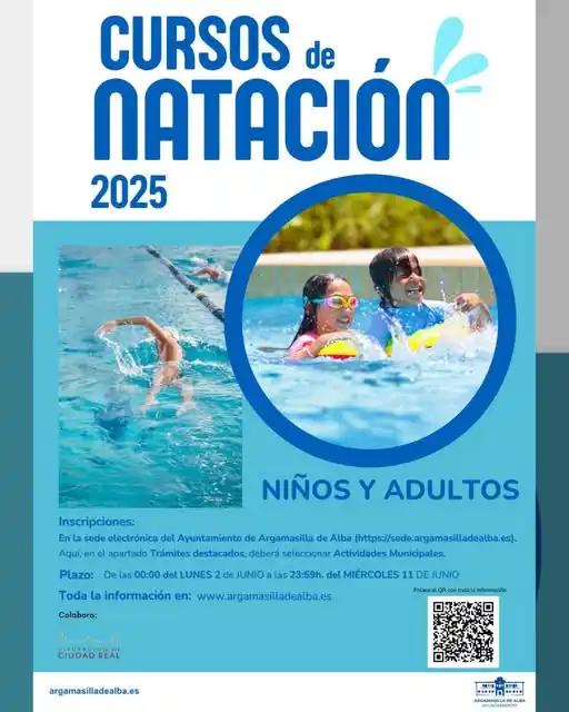 Image from Agenda y eventos del Ayuntamiento de Argamasilla de Alba: 🏊♀️🌞 ¡Vuelven los *Cursos de Natación 2025* en Argamasilla de Alba!...