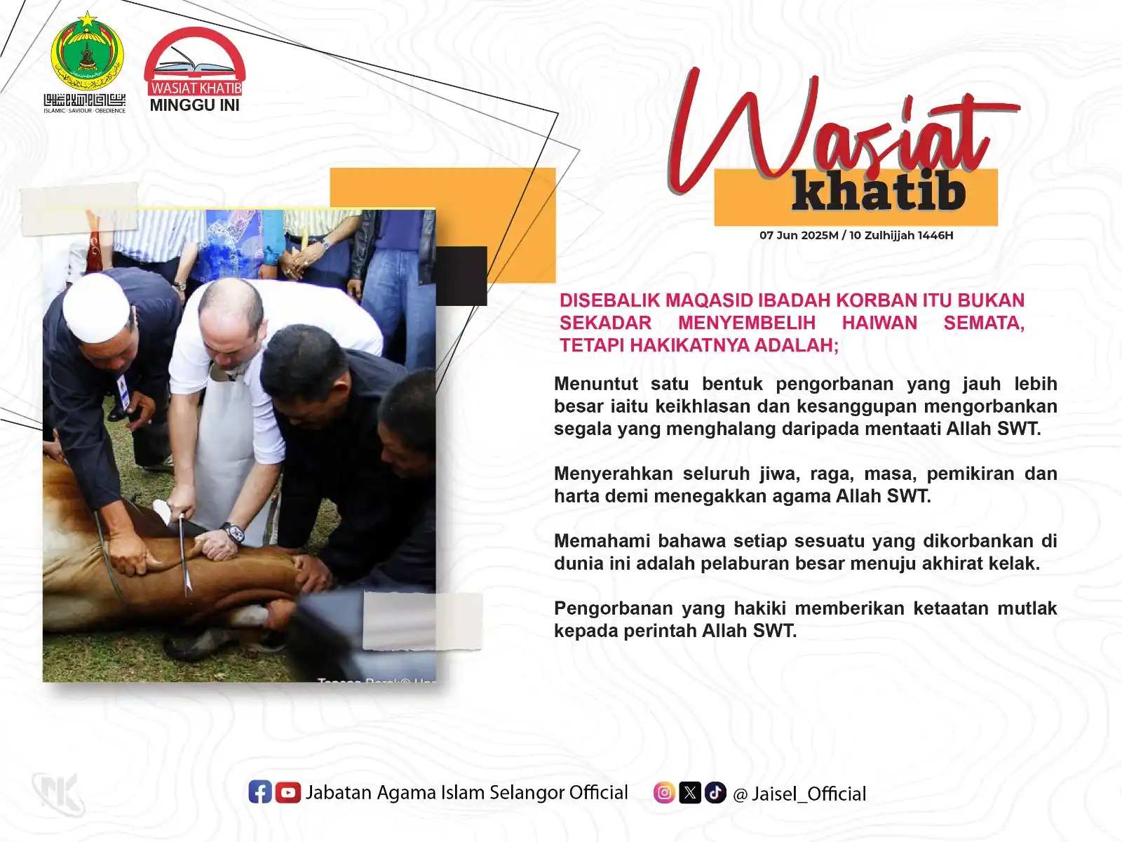 Image from Jabatan Agama Islam Selangor Official: β¨πͺππ¦πππ§ ππππ§ππ π ππ‘πππ¨ ππ‘πβ¨ Ibadah korban bukan...